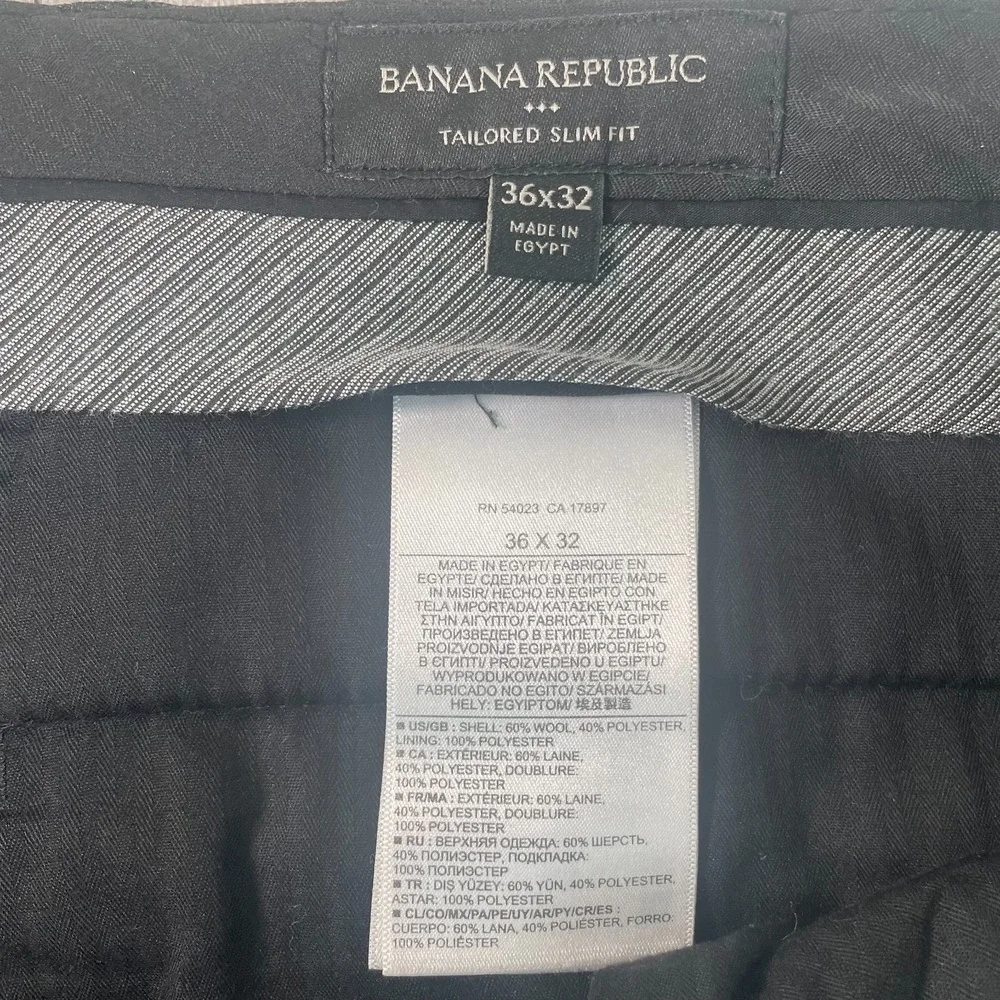BANANA REPUBLIC‎ Tailored Slim Fit Dress Pants 36x31 Dark Charcoal Wool Blend